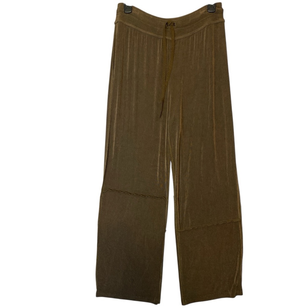 Chico's Travelers Brown Wide Leg Pants Size M Lagenlook Minimalist‎ Office